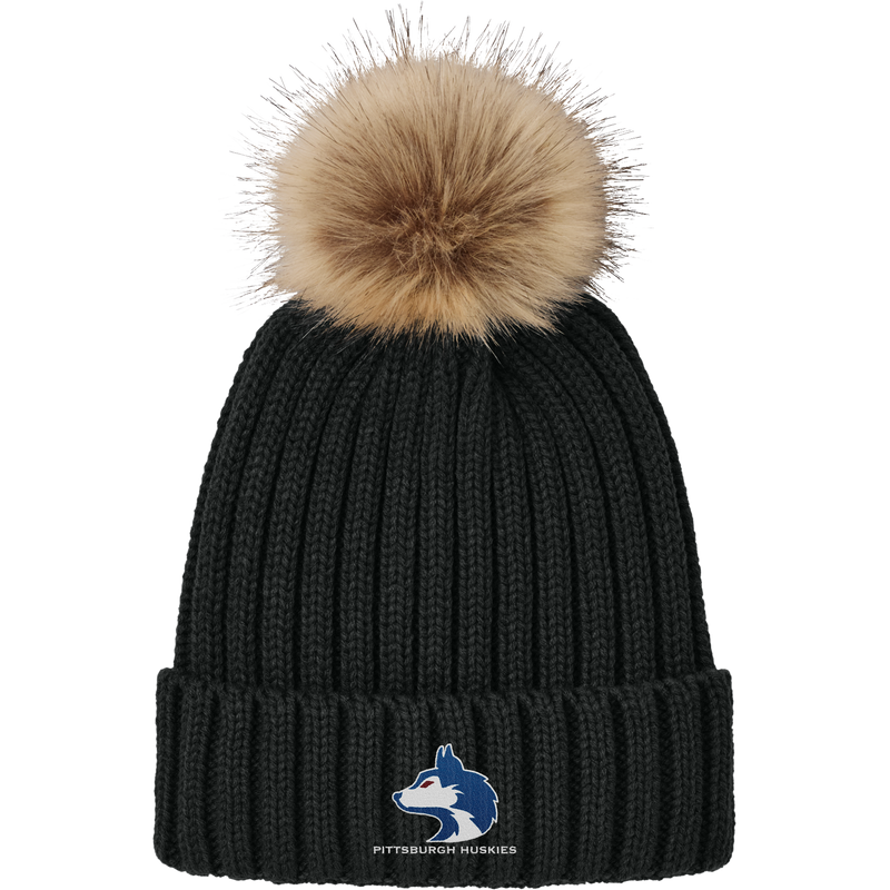 Pittsburgh Huskies Faux Fur Pom Beanie