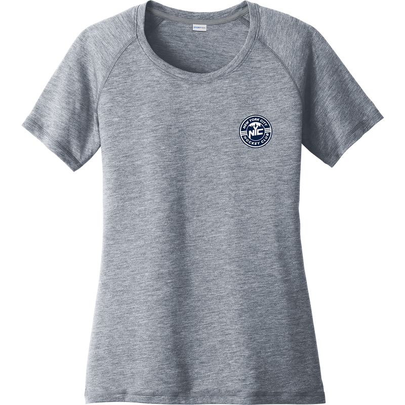 NYC Hockey Club Ladies PosiCharge Tri-Blend Wicking Scoop Neck Raglan Tee