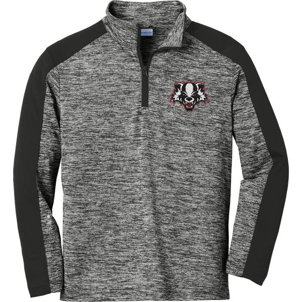 Scary Badgers Youth PosiCharge Electric Heather Colorblock 1/4-Zip Pullover